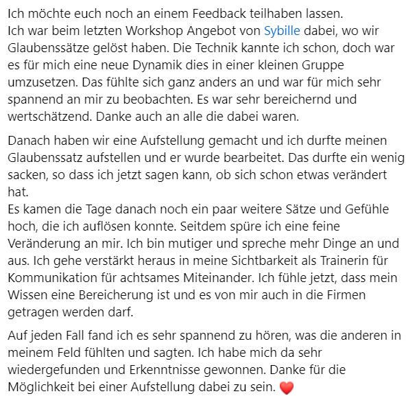 Feedback Alexandra_Glaubenssatz
